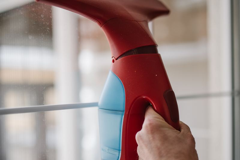 Window cleaning in progress